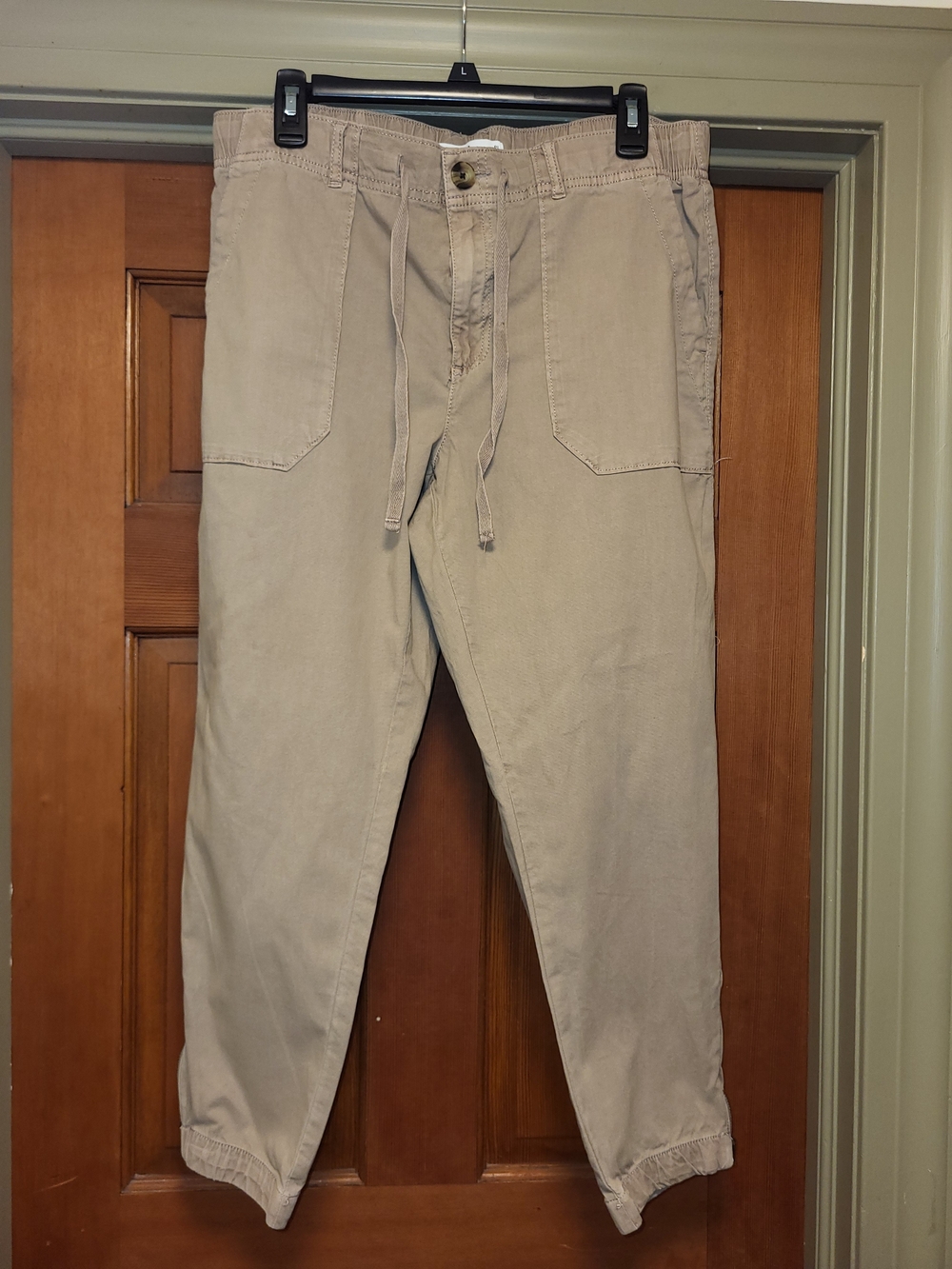 Casual Drawstring Chino Pants in Beige